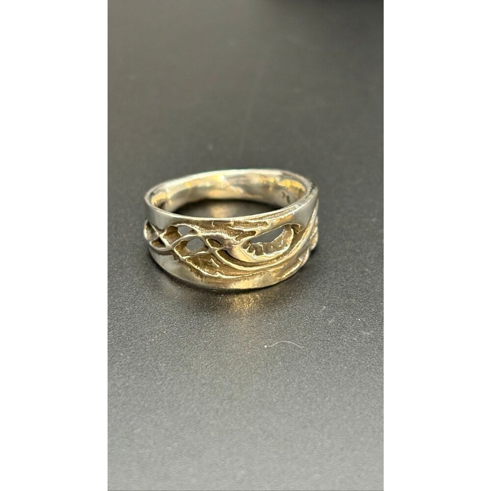 Hand Carved Sterling Silver Ring, NEW, size 7.5, Artisan, Wedding Band